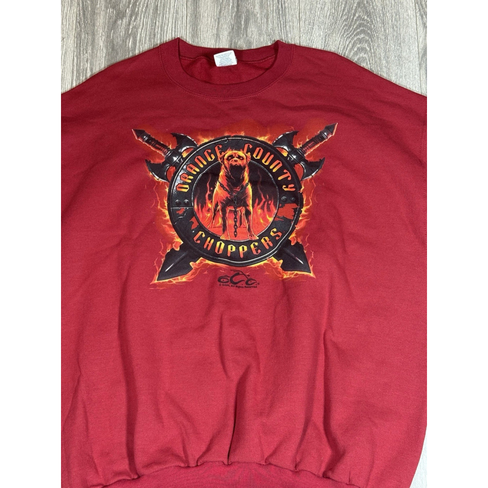 VTG Jerzees Mens Orange County Choppers New York Motorcycle Red Sweatshirt XL